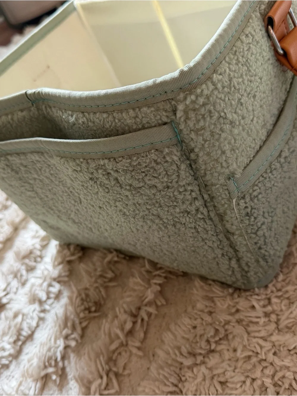 Home For Each Baby Diaper Caddy Safe Green Sherpa Tote Organizer